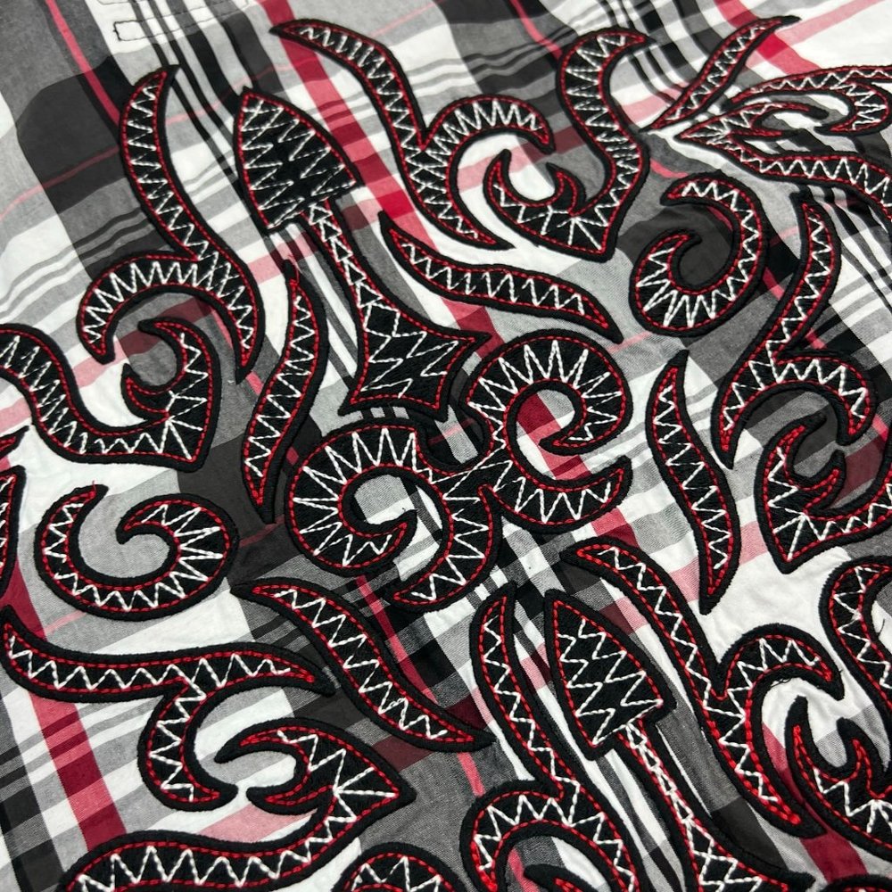 Panhandle Slim Shirt Adult Extra Large Red Black Pearl Snap Western Mens * - Picture 12 of 15